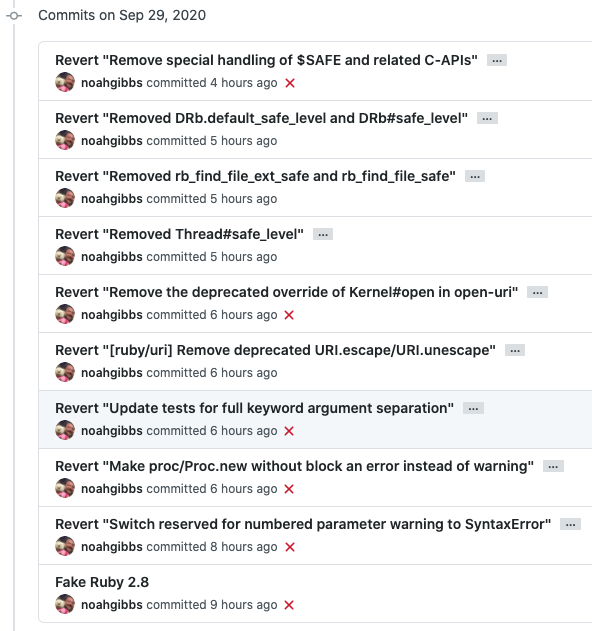 A variety of Ruby 3.0.0 deprecations-turned-errors I Reverted - you can find them in the commits list on GitHub, too.